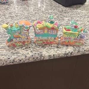 Colorful Ceramic Train Rabbit Figurines